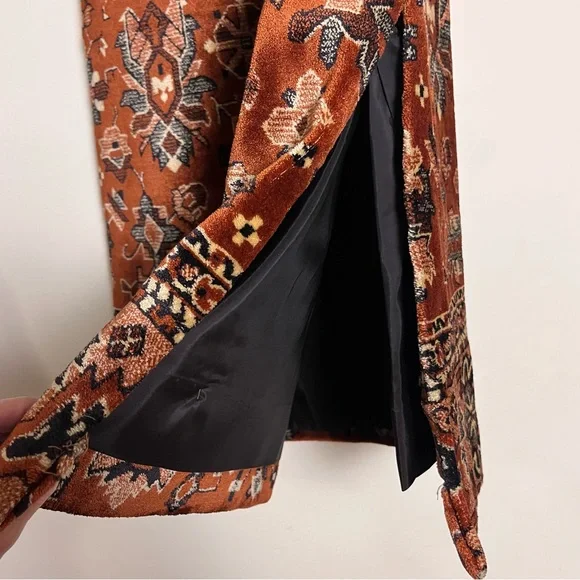 Vintage Tapestry Rug Carpet Boho Skirt Side Slit And Zipper — Size Small - Picture 12 of 13